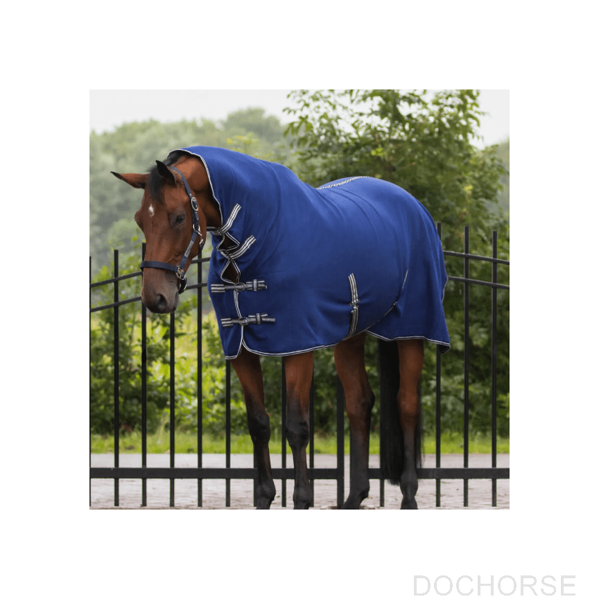 QHP Fleece Rug Basic With Neck Blue