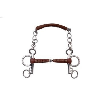 Metalab Pelham Bit Bocado Simple Articulado de Cuero - Patas Cortas